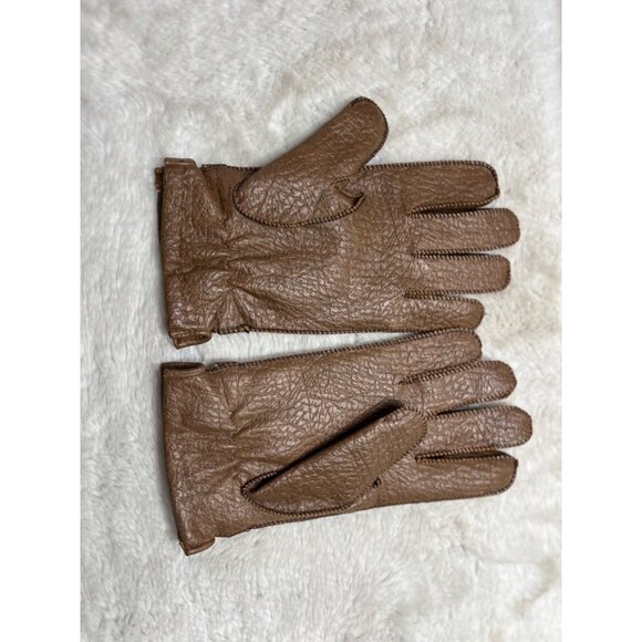 Brown Leather Gloves With Buckle Closure women size Large - Picture 3 of 6
